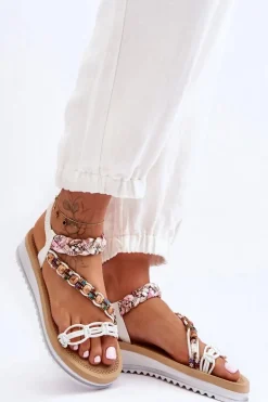 Wygodne Damskie Sandały Na Koturnie Białe Jodie