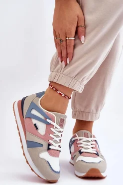 Wygodne Damskie Sneakersy Memory Foam Big Star LL274951 Niebieskie