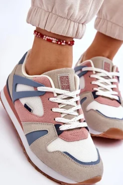 Wygodne Damskie Sneakersy Memory Foam Big Star LL274951 Niebieskie