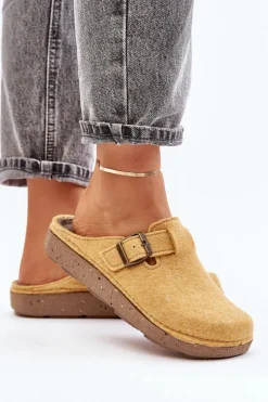 Wygodne Kapcie Damskie Z Klamrą Inblu ED000019 Żółte