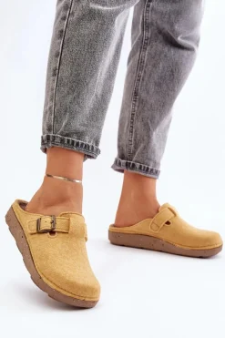 Wygodne Kapcie Damskie Z Klamrą Inblu ED000019 Żółte