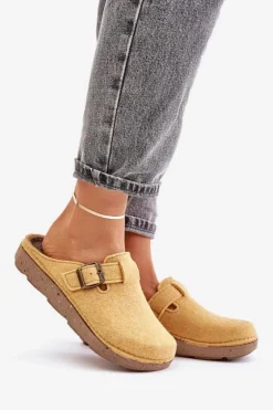 Wygodne Kapcie Damskie Z Klamrą Inblu ED000019 Żółte