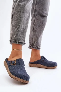 Wygodne Kapcie Damskie Z Klamrą Inblu ED000019 Granatowe