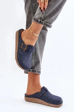 Wygodne Kapcie Damskie Z Klamrą Inblu ED000019 Granatowe