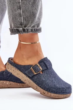 Wygodne Kapcie Damskie Z Klamrą Inblu ED000019 Granatowe