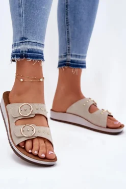 Wygodne Klapki Damskie Inblu CP000054 Beżowe