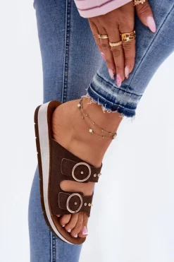 Wygodne Klapki Damskie Inblu CP000054 Brązowe