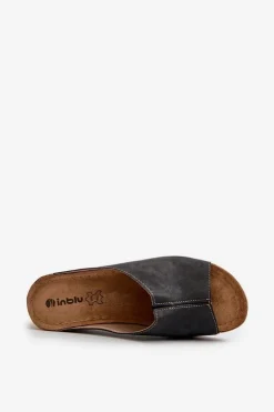 Wygodne Klapki Damskie Na Koturnie Inblu NG000002 Czarne