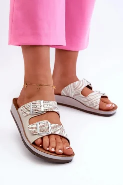 Wygodne Klapki Damskie Z Klamrami Inblu CP000045 Beżowe