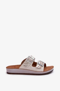 Wygodne Klapki Damskie Z Klamrami Inblu CP000045 Beżowe