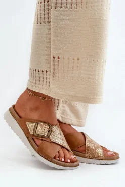 Wygodne Klapki Damskie Z Klamrą Inblu CN000032 Camel