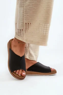 Wygodne Klapki Damskie Z Eko Skóry Inblu GS0003I1 Czarne