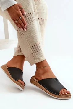 Wygodne Klapki Damskie Z Eko Skóry Inblu GS0003I1 Czarne