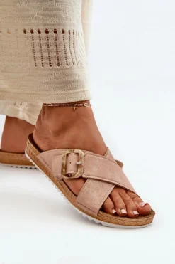 Wygodne Klapki Damskie Z Klamrą Inblu VO000012 Jasnoróżowe