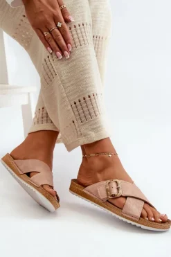 Wygodne Klapki Damskie Z Klamrą Inblu VO000012 Jasnoróżowe