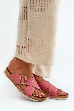 Wygodne Klapki Damskie Z Klamrą Inblu VO000012 Różowe