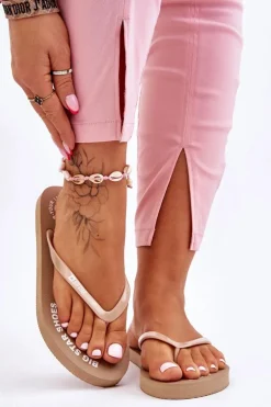 Wygodne Klapki Japonki Big Star LL274796 Beżowe