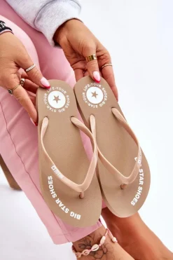 Wygodne Klapki Japonki Big Star LL274796 Beżowe