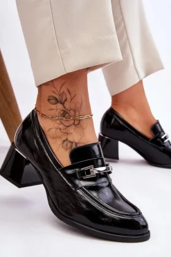 Wygodne Lakierowane Czółenka Czarne Lemar Damira