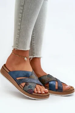 Wygodne Lekkie Klapki Damskie Inblu GS000052 Granatowe