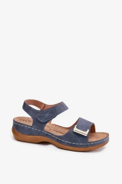 Wygodne Sandały Damskie Na Koturnie Niebieskie Sadevale