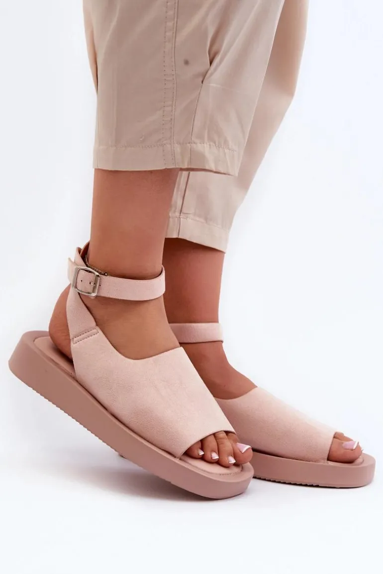 Wygodne Sandały Damskie Na Platformie Różowe Rubie