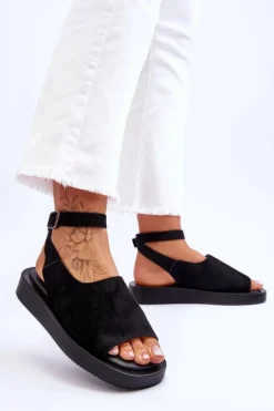 Wygodne Sandały Damskie Na Platformie Czarne Rubie