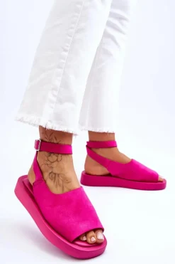 Wygodne Sandały Damskie Na Platformie Fuksja Rubie