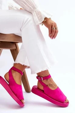 Wygodne Sandały Damskie Na Platformie Fuksja Rubie