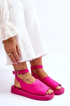 Wygodne Sandały Damskie Na Platformie Fuksja Rubie