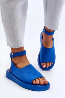 Wygodne Sandały Damskie Na Platformie Niebieskie Rubie