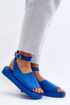 Wygodne Sandały Damskie Na Platformie Niebieskie Rubie