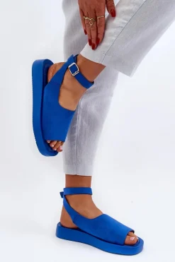 Wygodne Sandały Damskie Na Platformie Niebieskie Rubie