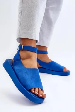 Wygodne Sandały Damskie Na Platformie Niebieskie Rubie