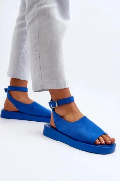Wygodne Sandały Damskie Na Platformie Niebieskie Rubie