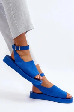 Wygodne Sandały Damskie Na Platformie Niebieskie Rubie