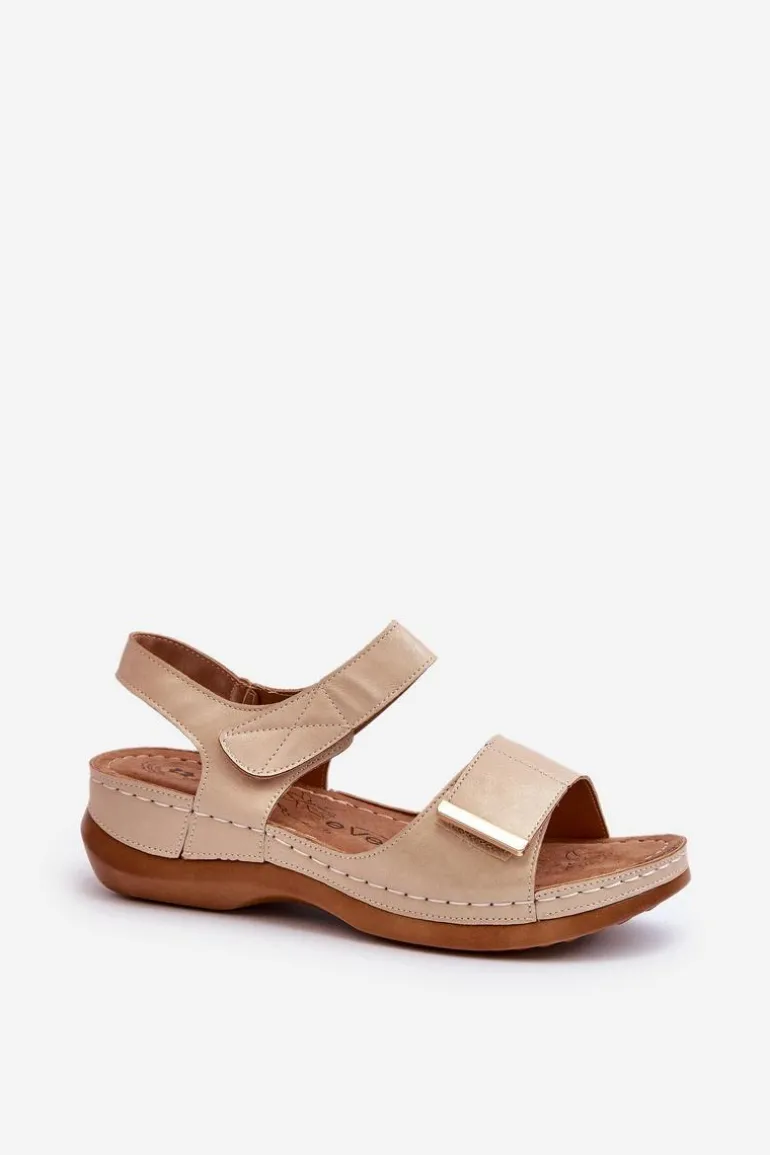 Wygodne Sandały Damskie Na Rzep Beżowe Iphiope