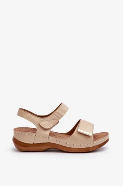 Wygodne Sandały Damskie Na Rzep Beżowe Iphiope