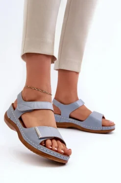 Wygodne Sandały Damskie Na Rzep Niebieskie Iphiope