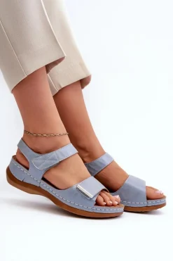 Wygodne Sandały Damskie Na Rzep Niebieskie Iphiope