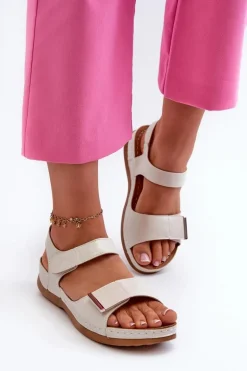 Wygodne Sandały Damskie Na Rzep Srebrne Iphiope