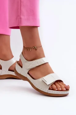 Wygodne Sandały Damskie Na Rzep Srebrne Iphiope