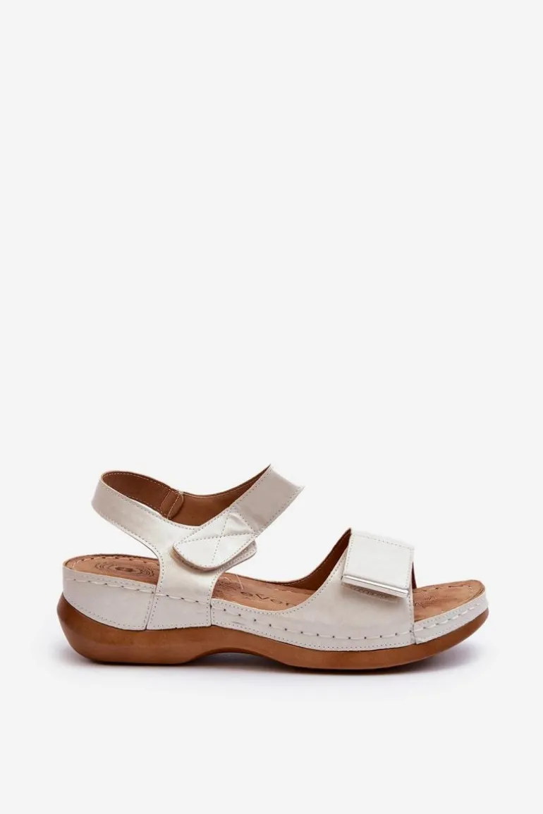 Wygodne Sandały Damskie Na Rzep Srebrne Iphiope