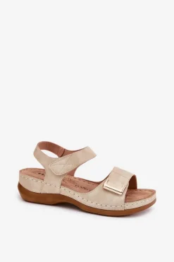 Wygodne Sandały Damskie Na Koturnie Beżowe Sadevale