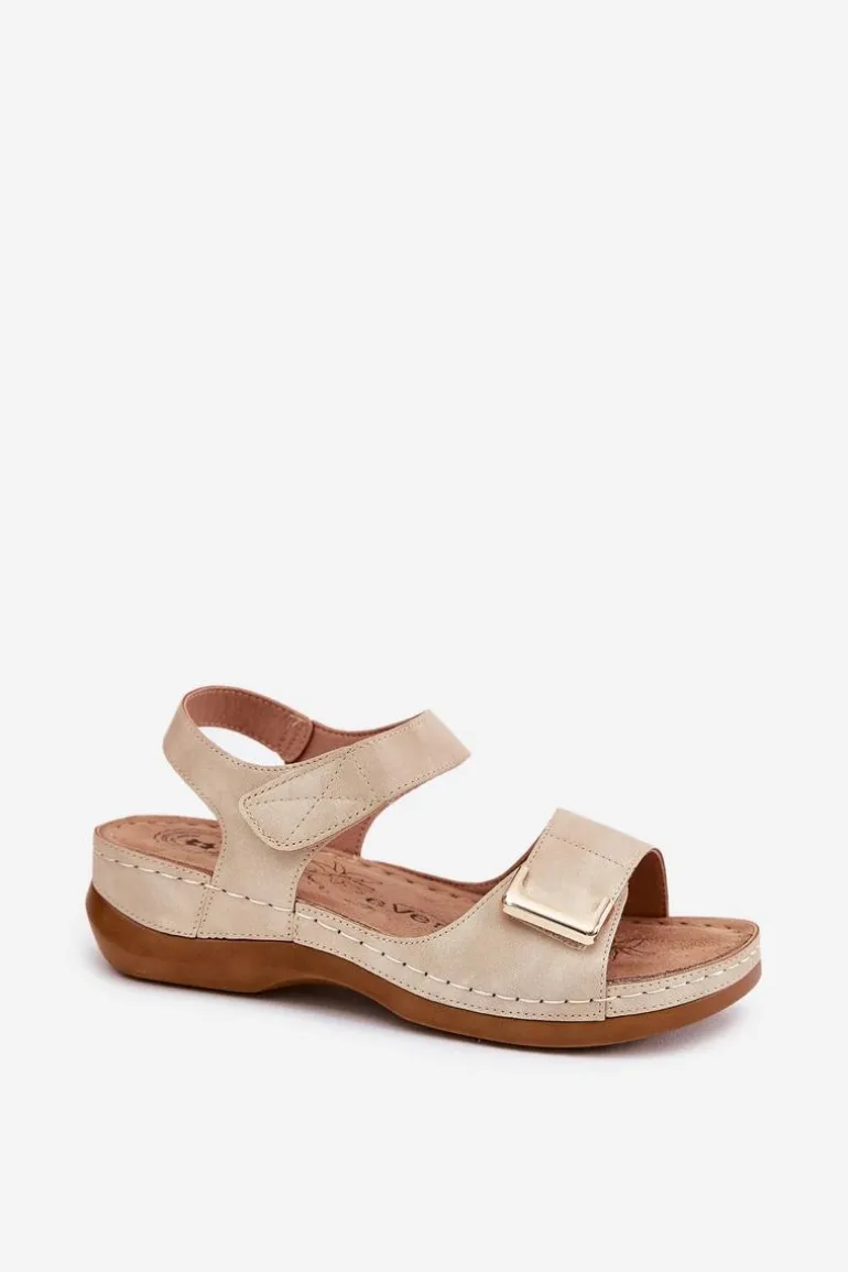 Wygodne Sandały Damskie Na Koturnie Beżowe Sadevale