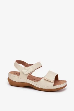 Wygodne Sandały Damskie Na Rzep Złote Iphiope