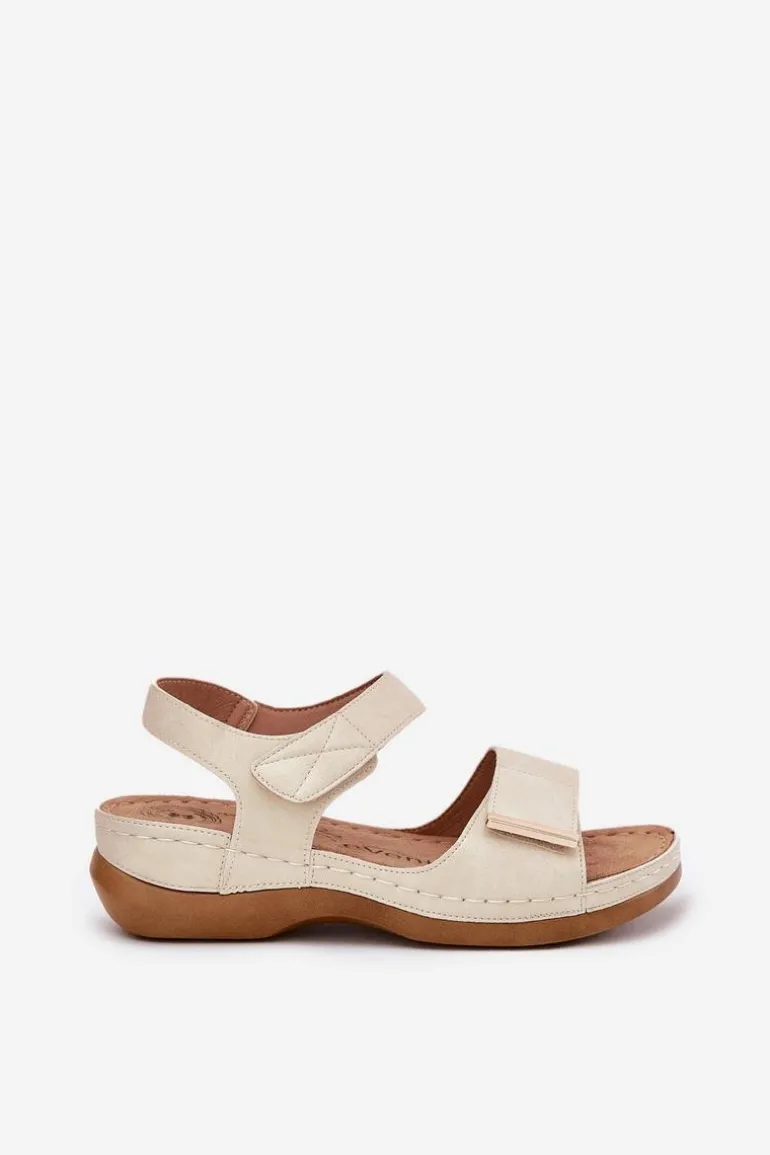 Wygodne Sandały Damskie Na Rzep Złote Iphiope