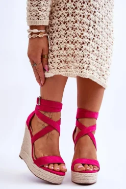 Wygodne Sandały Na Wysokim Koturnie Fuksja Lemira