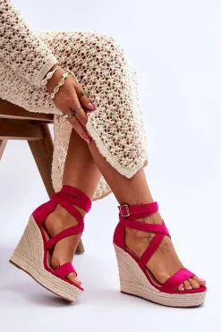 Wygodne Sandały Na Wysokim Koturnie Fuksja Lemira