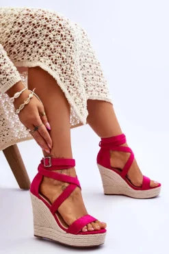 Wygodne Sandały Na Wysokim Koturnie Fuksja Lemira